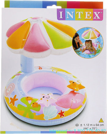 Надувной круг с трусиками и навесом Intex Fish and Friends Baby Float 56583