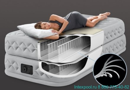 Односпальная кровать Supreme Air-Flow Bed с встроенным насосом Intex 64462