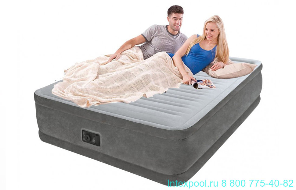 Надувная двуспальная кровать с насосом Comfort-Plush Intex 64414