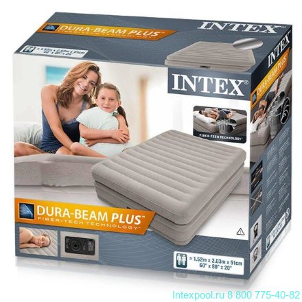 Надувная двуспальная кровать с насосом Prime Comfort Intex 64446
