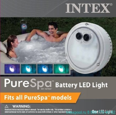 Подсветка LED для джакузи с аэромассажем 5 цветов на батарейке Intex 28503